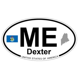 US Decal, Inc. Dexter, Maine Oval Sticker with State Flag
