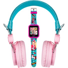 JoJo Siwa Headphone and Smart Watch Combo - Interactive Learning Watch with Games, Pink & Blue Adjustable Headphones, 10 Custom Faces, Gift Set for Girls