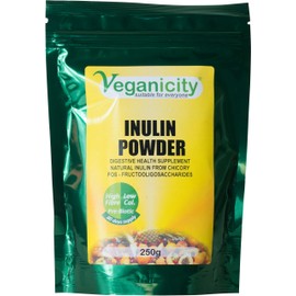 Veganicity Inulin Powder (FOS - Fructooligosaccharides) : Pre-Biotic Digestive Health Supplement: 250g