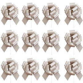 12 PCS Large Pull Bows, Bow for Gift Wrapping,6 Inches,Christmas Party Birthday Gift Wedding Ribbon Bows for Valentines Day, Birthday, Anniversary,Wedding,Florist Packaging (Silver)