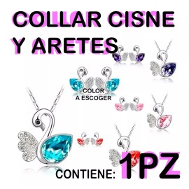 Veraly Conjunto Collar De Cisne Y Aretes Cristal Austriaco Full