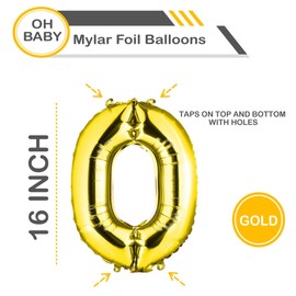 16" Set of Gold "OH BABY" Letters/ Alphabets Foil Balloons | Baby Girl/ Boy Shower Balloons | Happy Birthday Occasion Party Decorations Alphabetic Balloons (Set of 6)