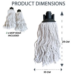 LSC Cotton Mop HEAD ONLY Replacements Pack of 4 – Super Absorbent Floor Mop Heads Twist and Lock Design with Plastic Socket Heavy-Duty String Refills for Floor Cleaning (PACK OF 4)