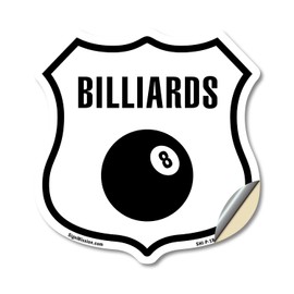 Billiards 12 inch X 12 inch Shield Shaped Heavy Duty 3.2 mil Vinyl Decal Weather Resistant Made in the USA