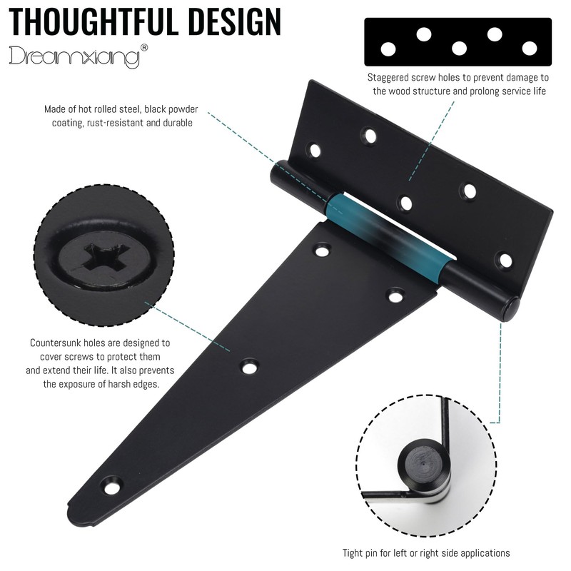 10 Inch T-Strap Gate Hinges, Heavy Duty Shed Barn Door