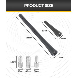 Flaconi 2PCS Autoantenne,Auto Antenne Kurz,Antenne Auto,Auto Antenne Dach,KFZ Antenne von 6,5cm und 18cm mit 6 Verbindungsschrauben,Geeignet für die Meisten Autos, Schräghecklimousinen,SUVs,LKWs