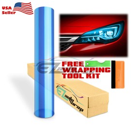 EZAUTO WRAP Free Tool Kit 12"x108" (1FT x 9FT) Glossy Dark Blue Headlight Taillight Fog Light Side Marker Vinyl Tint Film Self Adhesive