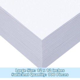 100 Sheets White Shimmer Cardstock 12 x 12 Inch Metallic Paper in 92 lb Cover for Scrapbooking Weddings Invitations Crafts