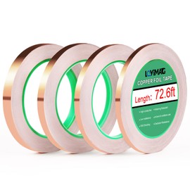 LOVIMAG Copper Tape, Copper Foil Tape 4 Sizes (0.2/0.24/0.3/0.4Inch) x72.6FT, Copper Foil Tape Conductive Adhesive for Stained Glass, Guitar and EMI Shielding, Crafts, Electrical Repairs, Grounding