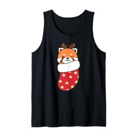 Cute Red Pandas In Christmas Stockings For Christmas Red Tank Top