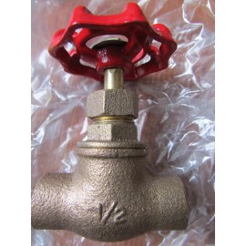 Red-white Valve Corp Plumbing Stop Valve with Drain. brass 1/2" Solder ends