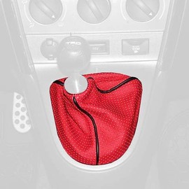 RedlineGoods Shift Boot Compatible with Pontiac Vibe 2003-08. Tailor Made - not Universal. Genuine top-Grade Italian Black Perforated Leather with Red Thread