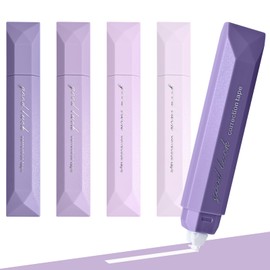 Temiary 5 Pcs White Out Tapes for Instant Correction, Aesthetic Correction Tape Pens, Easy to Use, Pen Shaped Applicator for Students School Office Supplies (Purple)