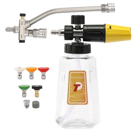 Tool Daily Pressure Washer Foam Cannon with Dual-Connector Accessory, Power Washer Double Tip Attachment for Soap Cannon, 5 Pressure Washer Sprayer Nozzles, 1/4" Quick Connect