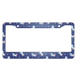 HOSNYE Unicorn Silhouette License Plate Frame Magic Unicorn with Star Metal License Plate Cover Front Plates Frames Car Tag Frame for Women Men US Vehicles Standard