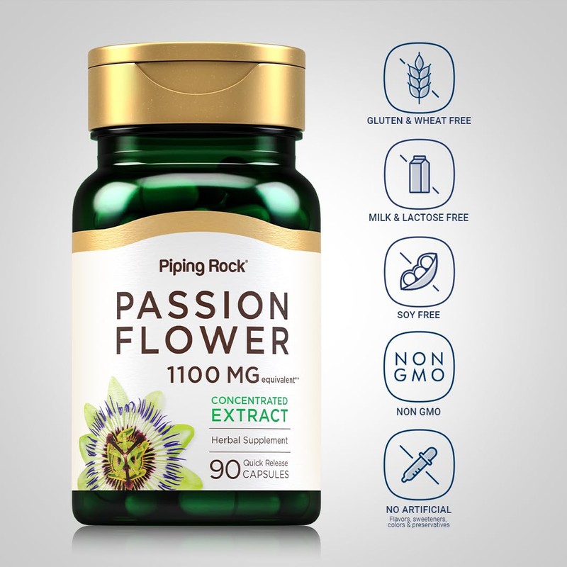 Piping Rock Passion Flower Extract Capsules | 1100mg | 90