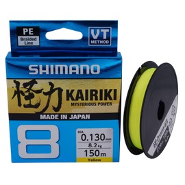 Shimano Line Kairiki 8 - Lenza da pesca, 150 m, 0,215 mm, 20,8 kg, colore: Giallo