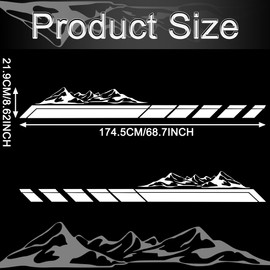TOMALL 1 Pair 51'' Mountains Stickers Decal for Car Body Door Side Auto Snow Mountains Graphic Vinyl Decal Peak Decoration for SUV Truck Off-Road Vehicles Universal Long Stickers Accessories (White)