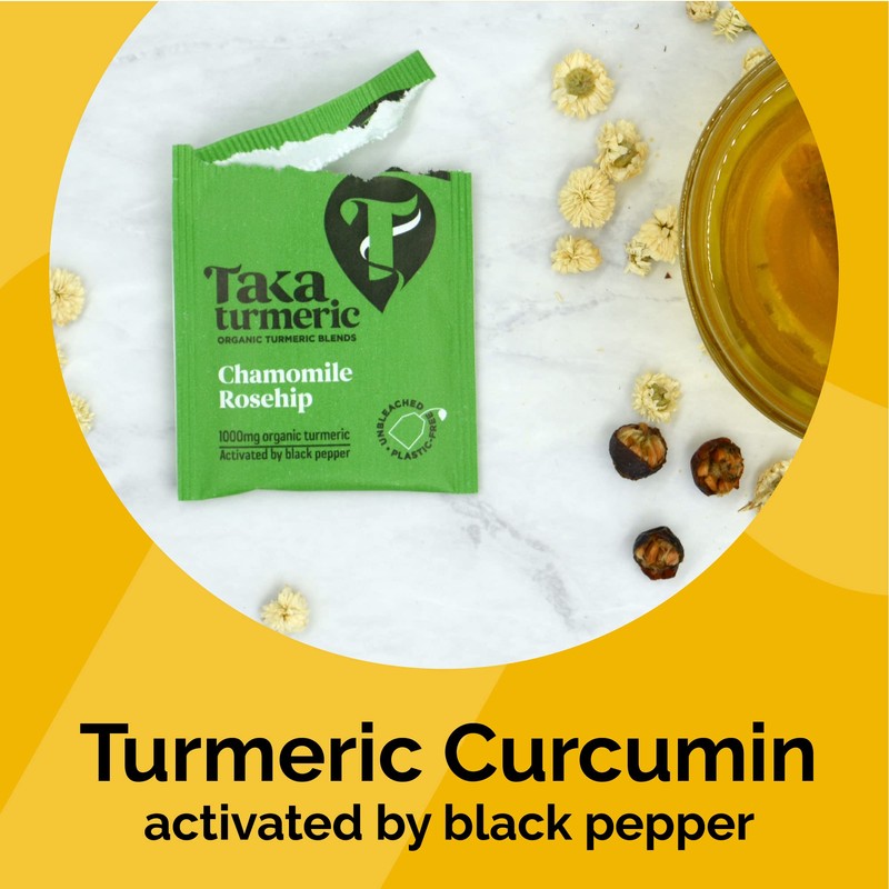 Taka Turmeric, 4 pack (60 Teabags) Organic Chamomile & Rosehip