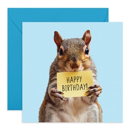 Central 23 Greeting Card - 'HAPPY BIRTHDAY SQUIRREL' - Perfect for Celebrating with a Cute Squirrel Design - Ideal for Adding a Touch of Joy and Playfulness to Any Birthday - Comes With Stickers