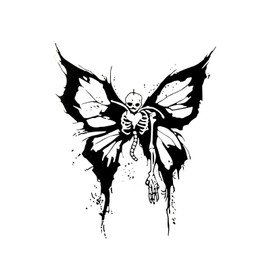 Offbeat Stickers 4” Butterfly Sticker Goth Skeleton Skull Dead Grim Reaper Fairy Faerie Moth Decal for Car Bumper Truck Window Laptop