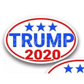 Trump 2020 Bumper Stickers Oval Decals Tri-Star White 5" 2 pack