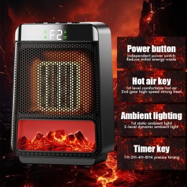 Portable Space Heater for Indoor Electric Flame Heaters PTC Fast Heating Heater
