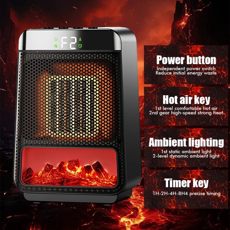 Portable Space Heater for Indoor Electric Flame Heaters PTC Fast