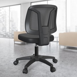 KIZECK Swivel No Arms Small Home Desk Chair for Computer with Height Adjustable Lumber Support and Rotatoable Wheels for Small Spaces