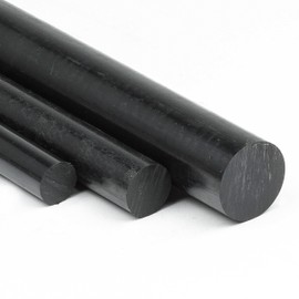 Polyamide PA6 round rod, black, diameter 25 mm, plastic rod in length 300 mm, polyamide round material cut to size