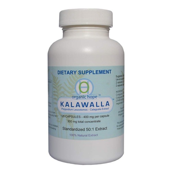 Kalawalla (Calaguala) with Polypodium Leucotomos for Immune System Support, Highest Potency 50:1 Extract 400mg. (120 Veggie Caps)