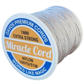 Miracle Cord 1mm Bracelet Making String Braided Nylon Multi-Use Extra Strong Thread Jewellery Necklace Beading Crafting Arts Crafts (Grey, 91 metres)