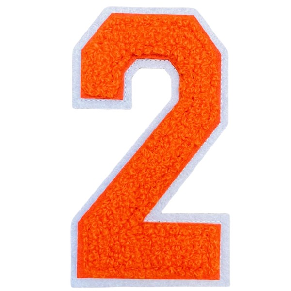 1 PCS 9.0" Orange Chenille Number Patch, Iron on Patches