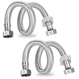 2Pcs Stainless Steel Flexi Pipes, with 2 Plastic Knobs Flexible Tap Connectors 300mm Flexible Connectors Hose Pipe 1/2" × 1/2" BSP Fitting for Bathroom Kitchen Toilet