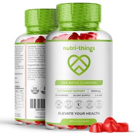 Sea Moss Gummies - 5000mg Premium Complex, Immune & Antioxidant Support with Vitamin C & D, Natural Apple Flavor, 30-Day Supply, High-Quality Standards