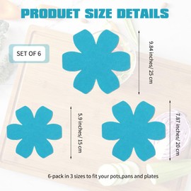 Pack of 6 Pan Protectors, Pan Protectors, Stacking Protection, Felt Pot Protector, Protection Against Scratches, Heat Resistant, 25/20/15 cm, 3 Different Sizes for Pans Pots Bowls Kitchen Utensils