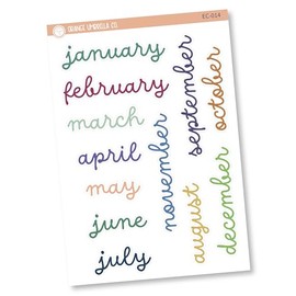 Month Name Planner Stickers | For 7x9 Erin Condren Planners Evolve & Inspire | F16 | EC-014