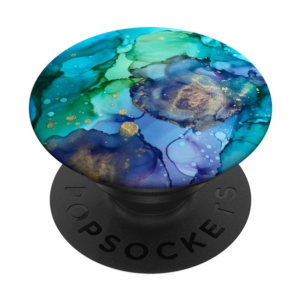 Marbled Ink with Green Blends Colorful Pattern PopSockets PopGrip: Swappable