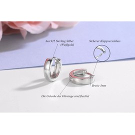 Hoop Earrings Silver 925 Small Hoop Earrings Gold Women's Earrings Silver Gold Hoop Earrings (8 mm, 10 mm, 12 mm) Silver Jewellery Sleeping Earrings for Women Men Girls Width 3 mm, Alloy Steel