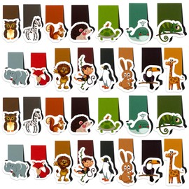 TOPJOWGA Magnetic Animals Bookmarks, Pack of 30 Cute Bookmarks, Magnetic Bookmarks, Children's Bookmarks, Children's Party Bags, Animals Children Magnetic Bookmark