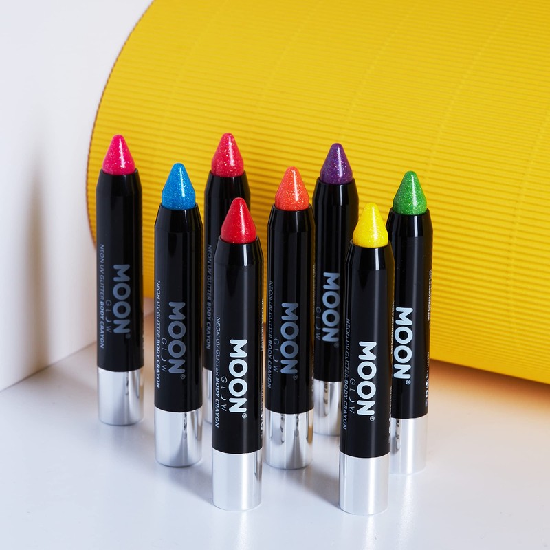 Moon Glow, Neon UV Glitter Face Crayon/Body Chalk Makeup for