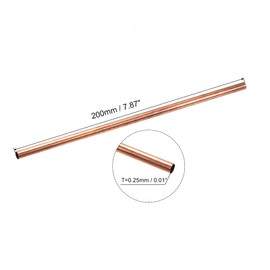 uxcell Copper Tube, 2mm 3mm 4mm 5mm 6mm 7mm OD x 0.25mm Wall Thickness 200mm Length Metal Tubing, Pack of 6