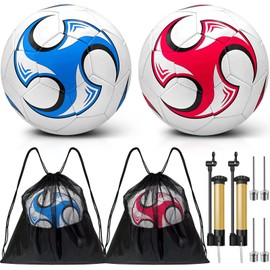 yasuwekik 2 Pack Operation Christmas Deflated Soccer Ball with Pump for Child Size 3,Size 4,Size 5 (Stylish, Size 4)