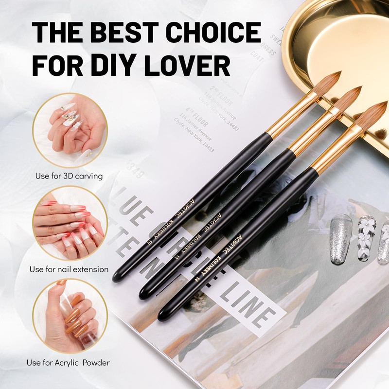 Acrylic Brush for Nails Aokitec 100% Sable Kolinsky Nail Brush
