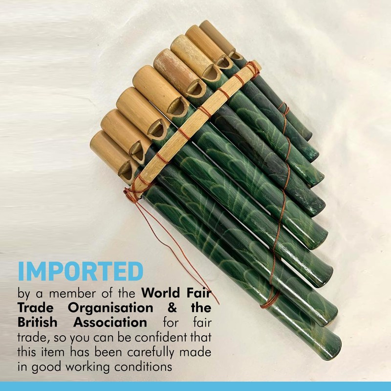 PERUVIAN PANPIPES FEATURING LEAF PATTERN 20cm x 12cm | 8