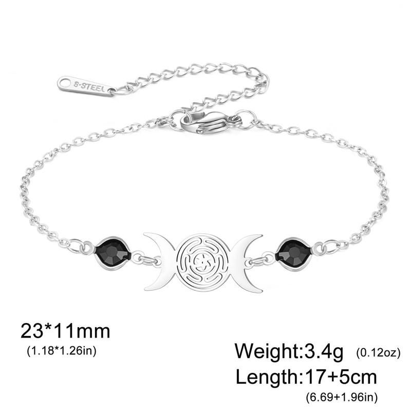 EUEAVAN Hecate Bracelet Wicca Triple Moon Goddess Pentagram Anklet Magic