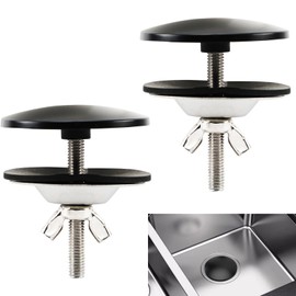 2 Pieces Kitchen Sink Hole Cover,Faucet Hole Cover,Stainless Steel Sink Hole Plug,Kitchen Sink Tap Hole Plate Stopper Cover(Black, 2in)