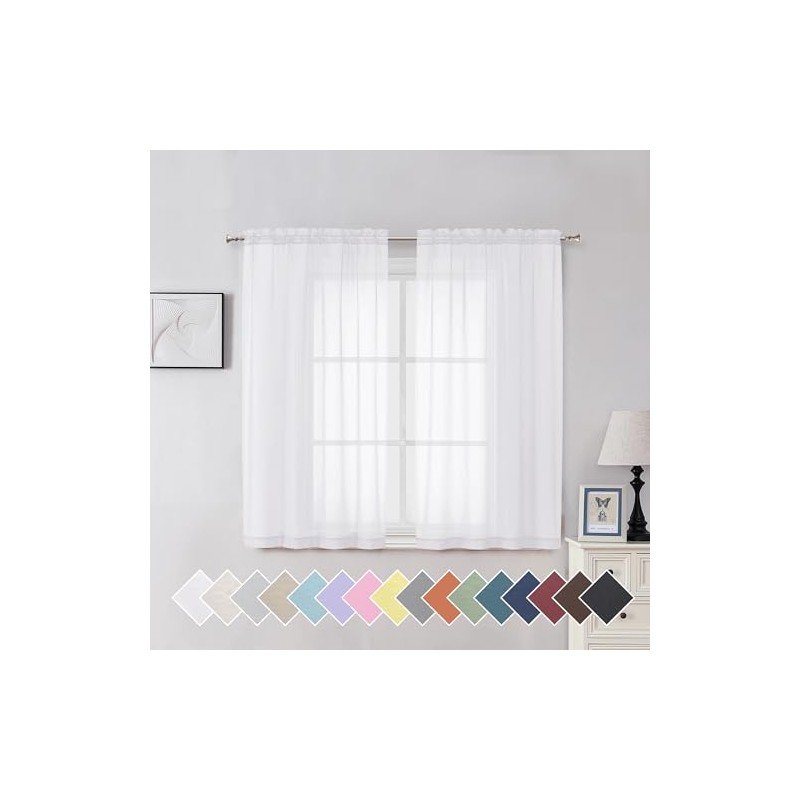 Aiyufeng - Juego de cortinas translúcidas en 2 paneles, cortinas