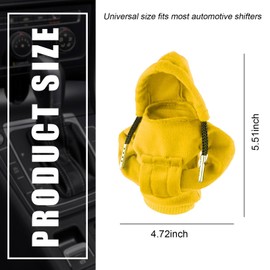 2PCS Car Gear Shift Knob Hoodie, Fashionable Hooded Shirt Automotive Gear Shift Cover, Mini Sweater Car Shifter Stick Protector, Universal Vehicle Interior Decor Accessories (Yellow)