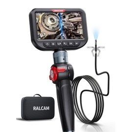 Ralcam Dual Lens Articulating Borescope, 6.2mm Slim Probe, 5" Endoscope Camera with Light, 5FT Semi-Rigid Cable, Two-Way Articulated Inspection Camera for Automotive Wall Pipe